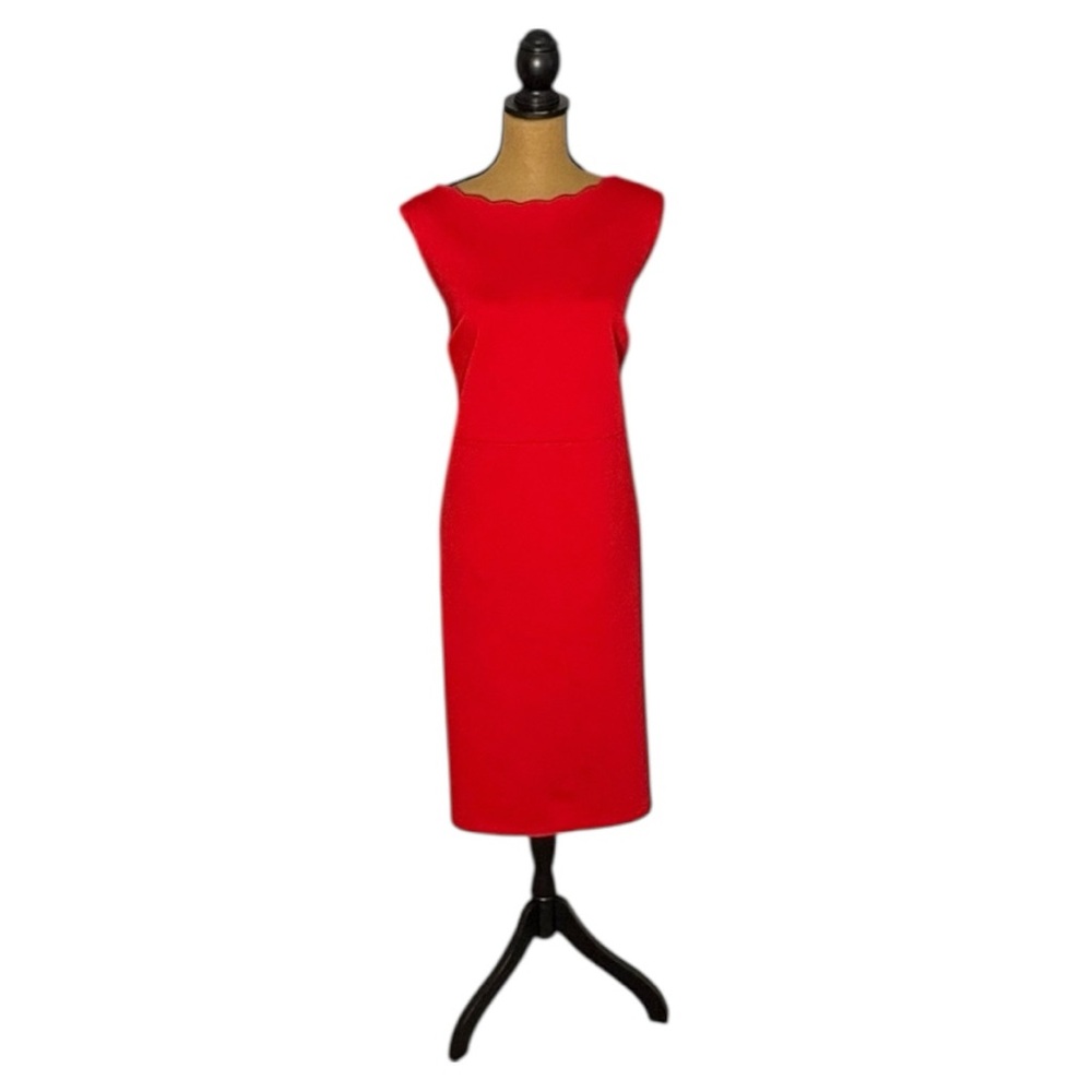 LOFT Scallop Neckline Sleeveless Sheath Dress Womens Plus 20 Red Career Occasion